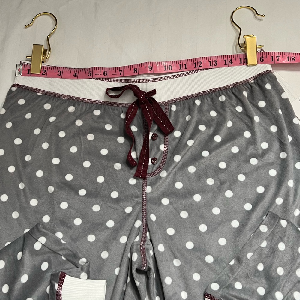 Pj Salvage Velour Lounge/PJ Pant. Grey with White Polka Dots and Port Trim, Lg. - Picture 14 of 16